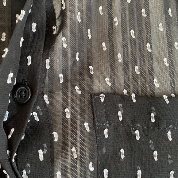 LOFT Black sheer button down blouse - Picture 7 of 8